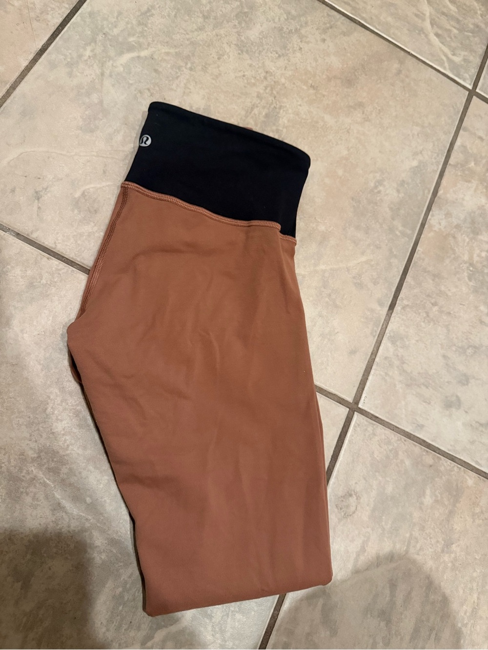lululemon athletica Brown Leggings with Black Waistband